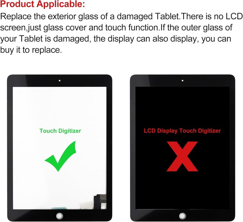 SWARK New Black Touch Screen Digitizer Replacement Compatible with iPad air 2 with OCA Upgraded Repair Kit- No LCD Display - Image 4